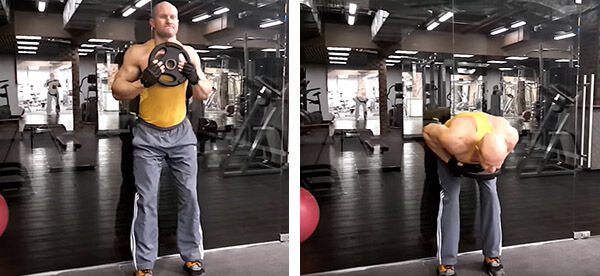 наклоны с блином