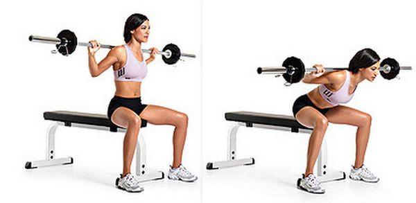 Наклоны со штангой сидя