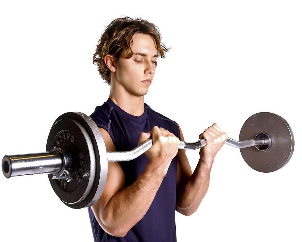 Занятие со штангой с кривым грифом
