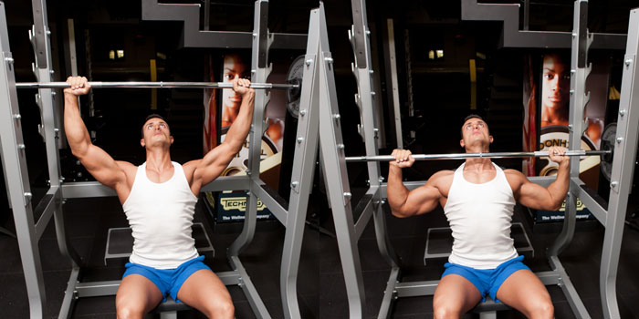 Жим штанги с груди сидя