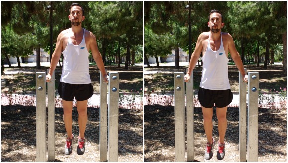 Стойка на брусьях