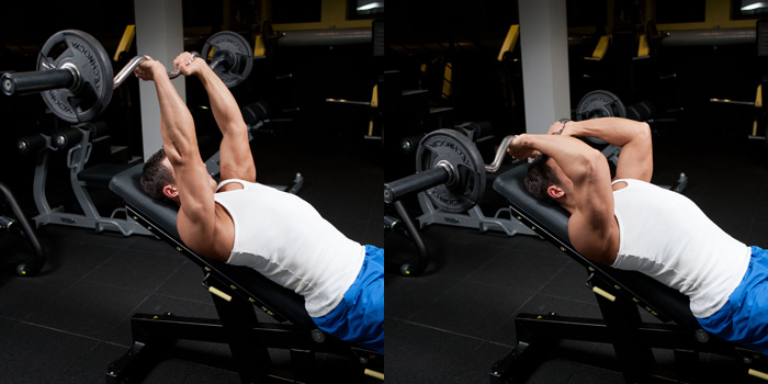 Французский жим на наклонной скамье