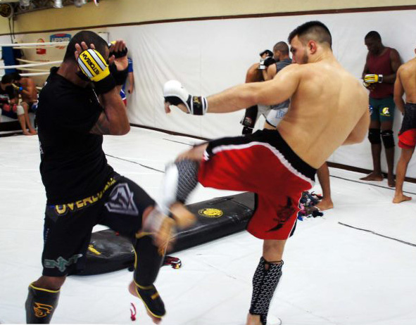 Бойцы в красных и черных трусах