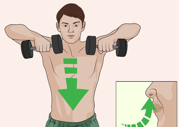 Протяжка с гантелями стоя