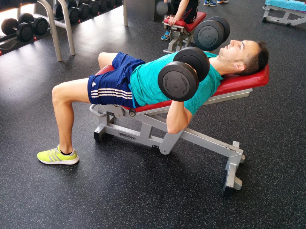 Жим гантелей на скамье