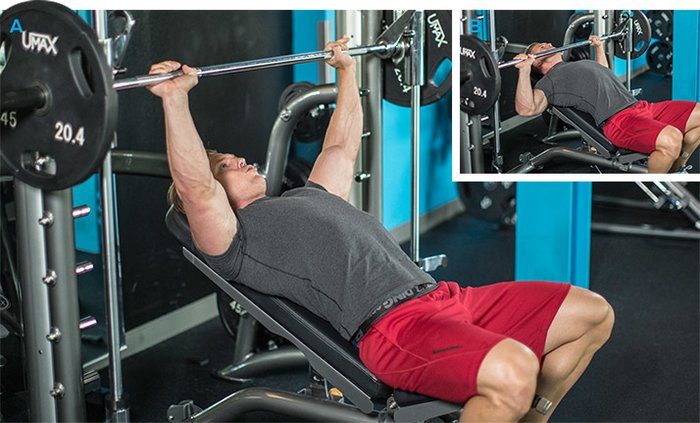 Жим штанги под углом вверх