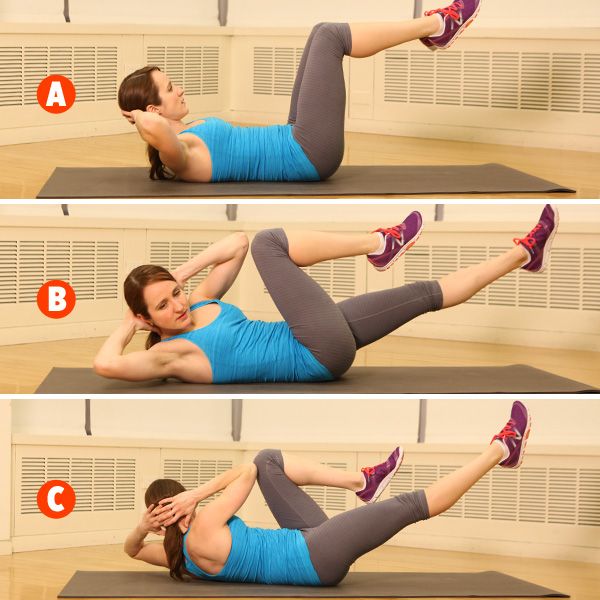 правильное выполнение упражнения "Велосипед"