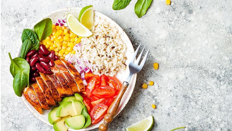 Мясо с рисом и овощами