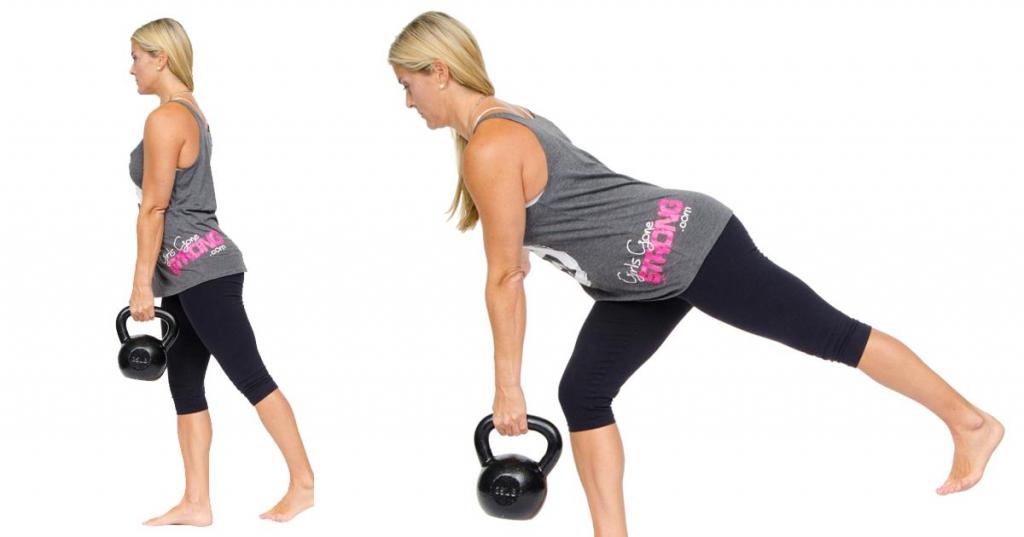 Тяга на одной ноге с гирей